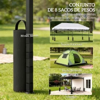 Outsunny Conjunto de 8 Sacos de Peso para Tendas Sacos de Areia em Tecido Oxford 600D Para Pernas de Toldo Sem Areia Preto(m-4)
