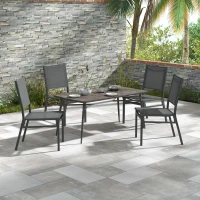 Outsunny Lot de 4 chaises de jardin en aluminium et revêtement maille textilène pour salle à manger extérieur(m-10)