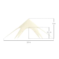 Outsunny Tenda de jardim XXL em estrela lona à prova de chuva vela de sombreamento 10 x 10 x 4 m poliéster de alta densidade 210D bege(m-3)