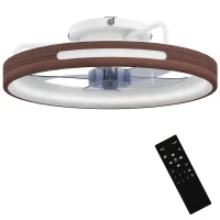 HOMCOM Ventilatore da soffitto LED 40W con motore DC e telecomando, 6 velocità, Teak(m-1)
