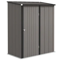 Outsunny Casetta da Giardino in Acciaio Porta Attrezzi con Catenaccio, 161.5x94.5x196cm, Grigio Chiaro(m-11)