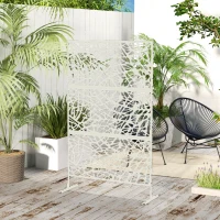 Outsunny Panneau brise vue décoratif paravent extérieur à motif géométrique ajouré en métal - 122 x 45 x 198 cm, blanc(m-10)