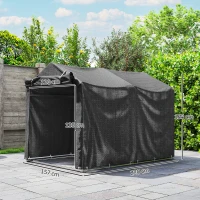 Outsunny Cort garaj, cort garaj impermeabil cu ușă, rezistent la UV 220 x 157 x 165 cm Negru(m-3)