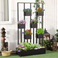 Outsunny Jardiniere inaltă cu grindă din lemn pentru plante, legume, flori sau ierburi aromatice, dim. 90L x 45L x 170H cm(m-8)