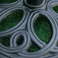 Outsunny Pé redondo de guarda-sol em ferro fundido 11,5 kg, para mastros de Ø 38 e 48 mm, para jardim pátio terraço, Ø 45 x 33,5 cm, preto(m-4)