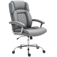 HOMCOM Big and Tall Office Chair 180kg with Spring Cushion, PU Leather - Grey(m-11)