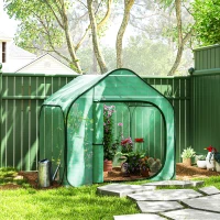 Outsunny Mini estufa pop-up pequena estufa legumes plantas flores com porta com zíper em PE 150 x 148 x 148 cm verde(m-6)