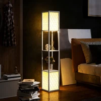 HOMCOM Duo Light Floor Shelves - White(m-2)