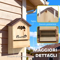 PawHut Set di 3 Casette per Pipistrelli in Legno di Abete, 21.5x11.5x34 cm, Legno Naturale(m-7)