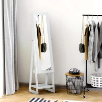 HOMCOM Armoire à Bijoux avec Miroir LED sur Pied Multi-rangements dim. 40L x 37l x 161H cm, blanc(m-10)