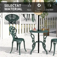 Outsunny Set Elegant de Grădină 2 Persoane, 2 Scaune si Masă Rotundă în Stil Neo-Retro, verde(m-4)