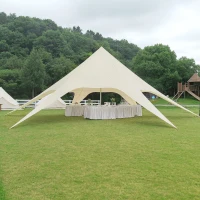 Outsunny Tenda de jardim XXL em estrela lona à prova de chuva vela de sombreamento 10 x 10 x 4 m poliéster de alta densidade 210D bege(m-4)