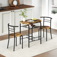 HOMCOM Three-Piece Compact Dining Set - Rustic Brown(m-7)