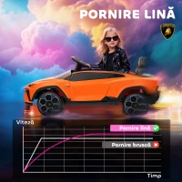 AIYAPLAY Mașinuță electrică pentru copii cu licență Lamborghini, claxon și telecomandă, 101,5x49x43 cm, portocaliu(m-7)