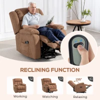 HOMCOM Power Lift Recliner Chair with Massage, Overstuffed Lift Chair for Elderly with Footrest, Remote and Side Pocket, Brown(m-6)