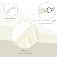 Outsunny Voile d'ombrage carrée 3x3m toile ombrage extérieur protection anti-UV, pour jardin terrasse extérieur patio piscine balcon, crème(m-4)