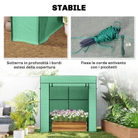 Outsunny Serra per Piante con 2 Finestre Laterali a Rete e Ingresso Avvolgibile, in PE e Acciaio, 196x77x197 cm, Verde(m-7)