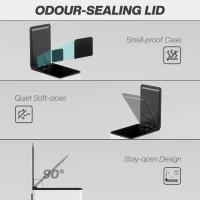 HOMCOM Kosz na śmieci 20L, ciche zamykanie, miejsce na dezodorant, odporność na odciski palców, stal nierdzewna, biały(m-6)