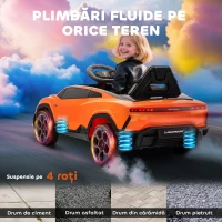 AIYAPLAY Mașinuță electrică pentru copii cu licență Lamborghini, claxon și telecomandă, 101,5x49x43 cm, portocaliu(m-9)