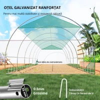 Outsunny Seră tip tunel 6 x 3 x 2 m cu plasă de protecție solară, pereți laterali rulabili, învelitoare din plastic, cadru din oțel, verde(m-4)