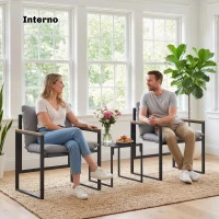 Outsunny Set Tavolo e Sedie da Esterno per 3 Persone in Metallo con Cuscini Spessi, Multicolore(m-9)