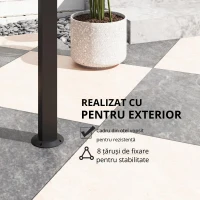 Outsunny Pavilion de grătar, 2 tavane laterale, cârlige, cadru din oțel, 1,1 x 2,3m, Gri închis(m-4)
