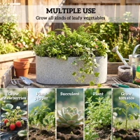 Outsunny Zestaw 2 Donic Wiszących z Systemem Drenażu i Haczykami 42 x 16 x 15 cm Jasnoszary(m-7)