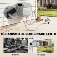 Outsunny Carrete de Manguera Retráctil 20+1,9 m con Boquilla de 2 Modos Bloqueo Automático y Retracción Controlada Soporte Gris(m-5)