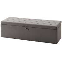 HOMCOM Pouf de rangement, Banc de rangement 141L 137x41x42 cm Revêtement en velours Coffre de rangement Charge 240 kg Gris