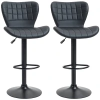 HOMCOM Set 2 scaune bar design retro 47 cm x 51,5 cm x 89-109 cm negru(m-7)