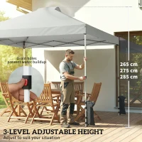 Outsunny Pawilon ok. 3x3 m Wodoodporny Regulowany Pop-up Składany Pawilon z 3 Ścianami Bocznymi, Oknem, Wentylacją, UV 50+ Jasnoszary(m-7)