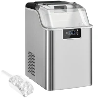 HOMCOM Maszyna do lodu, dystrybutor kostek lodu, Ice-Maker, 20 kg/24h, zbiornik na lód 2,3 L z zbiornikiem na wodę 3,2 L, kolor srebrny(m-11)