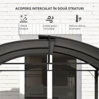 Outsunny Pavilion de grătar, 2 tavane laterale, cârlige, cadru din oțel, 1,1 x 2,3m, Gri închis(m-5)