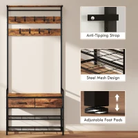 HOMCOM garderobenständer standgarderobe garderobenbank kleiderständer kompaktgarderobe dielengarderobe(m-7)