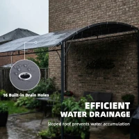 Outsunny Pergola przylegająca z metalową ramą i wodoodpornym dachem, montowana na ścianie, odporna na warunki pogodowe, 2,86 x 3,84 x 2,52 m, szara(m-6)