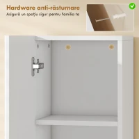 HOMCOM Mobilier de Baie cu 2 Uși, Rafturi Reglabile și Spațiu Deschis, Lemn, 30x24x140 cm, Alb(m-7)