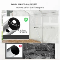 Outsunny Seră de grădină 4 x 3 x 2m cu uși rulabile și ferestre mari, seră tunel de grădină, alb(m-5)