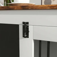 PawHut Cușcă pentru câine cușcă interioră cu 2 uși tablă neagră pentru câini talie medie 20 kg 80 x 60 x 70 cm alb(m-5)