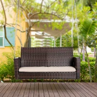 Outsunny Balancelle en Résine Stressée Marron 135 x 64 x 61 cm(m-8)