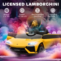 AIYAPLAY Samochód elektryczny dla dzieci 12V z pilotem 2,4 GHz, 2 silniki, klakson, LED, muzyka, 101,5 x 49 x 43 cm, Żółty(m-4)