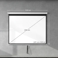 HOMCOM Pantalla de Proyección Manual 100 Pulgadas Formato 4:3/16:9 para Interior y Exterior Cine en Casa Patio Blanco(m-3)