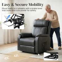 HOMCOM Fotel dla seniorów z funkcją podnoszenia i relaksu, elektryczny fotel z ekoskóry, podwójny silnik, sprężyny kieszeniowe, czarny(m-8)