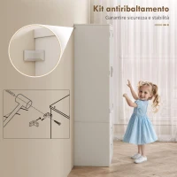 HOMCOM Credenza da Cucina con Armadietto con 8 Ripiani Portaspezie e 2 Cassetti, 60x40x159 cm, Bianco(m-7)