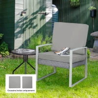 Outsunny Coussins pour chaise fauteuil de jardin coussins d'assise de dossier déhoussables polyester 56x52/56x46cm gris clair(m-10)
