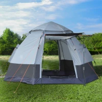 Outsunny Tente pop up tente de camping 3-4 pers. tente dôme étanche légère ventilée facile à monter 2 grandes portes dim. 2,6L x 2,6l x 1,5H m fibre verre polyester oxford noir gris(m-10)