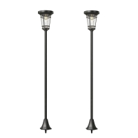 Outsunny Farol solar Set de 2 Lámpara de pie 180cm Altura ajustable con 2 modos de luminosidad Sensor de luz, interruptor, IP44