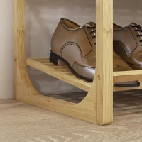 HOMCOM Etajeră pentru pantofi cu 4 niveluri, depozitare 12 perechi cu design cu lamele, bambus, 76x33x67cm, lemn natural(m-4)