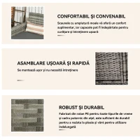 Outsunny Canapea pentru Exterior Gradina sau Terasa cu 3 locuri dim Ratan cu perne si dungi, Gri 173x68x78cm(m-5)