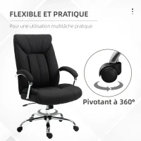 Vinsetto Fauteuil de bureau, chaise de bureau ergonomique, hauteur réglable, dossier haut, fonction de bascule, 65x78x118cm, noir(m-6)