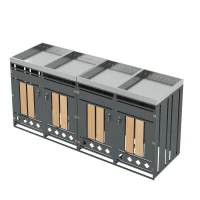 Mülltonnenschrank mit 4 Fächern, integriertem Pflanztrog und abschließbare Türen, 264x80x124.5 cm, Grau+Naturfarbe(m-7)